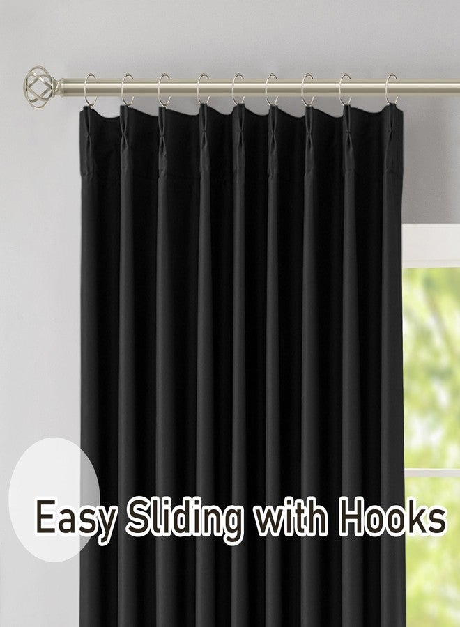 DONREN Black Pinch Pleated Blackout Curtains with Hooks - 104 inch Length Room Darkening Thermal Insulated Window Curtain Panels for Living Room Bedroom 2 Panel 40" Wx104 L - Image 5